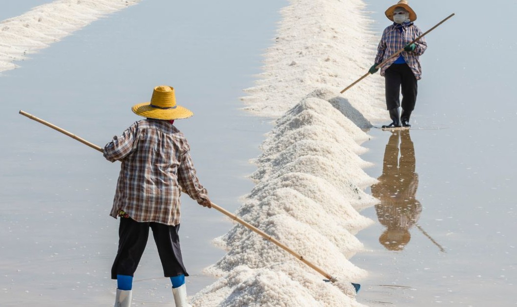 Traditional methods of sea salt extraction and processing in different regions of the world.